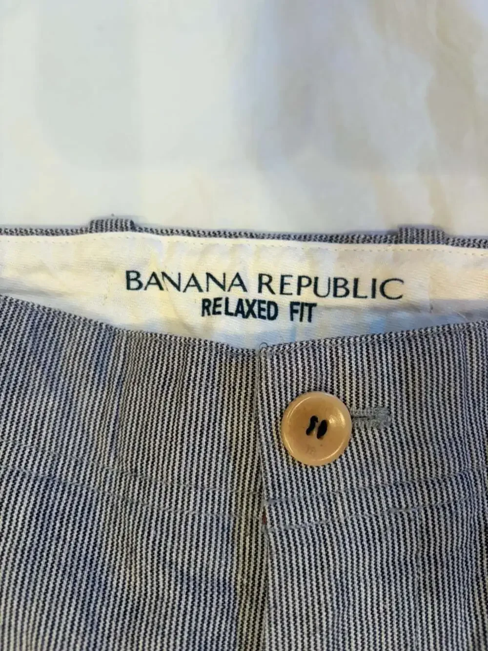 Banana Republic Pants Men's 33x34 Relaxed Fit Grey/White Stripe Relax  Fit Linen